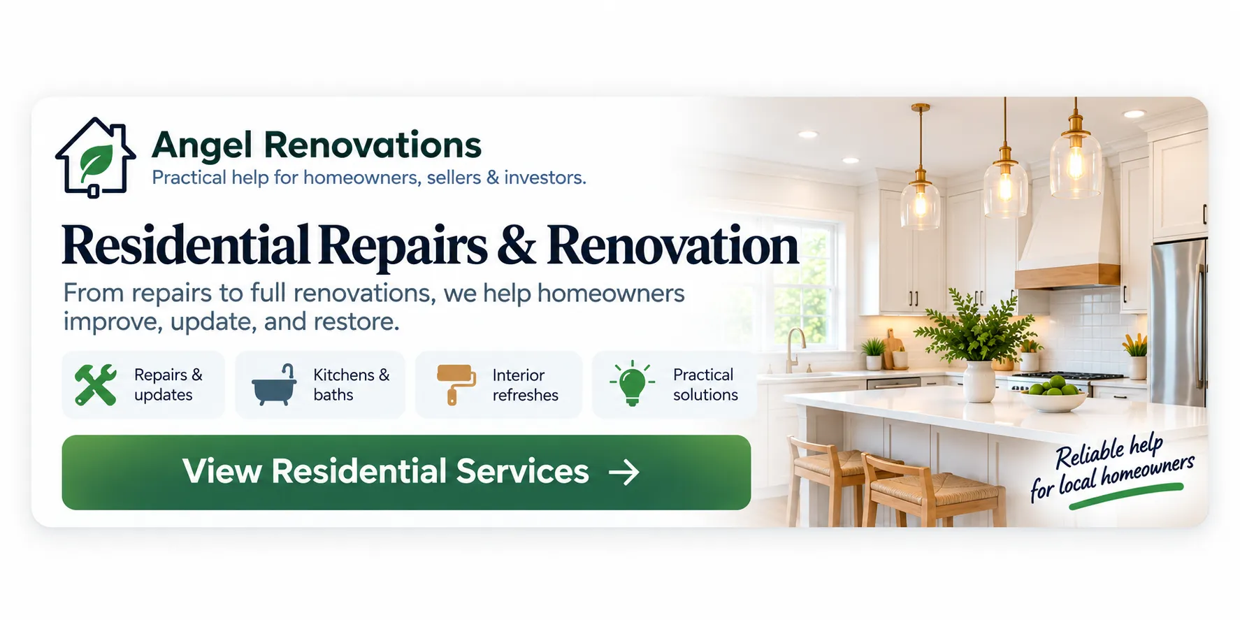 Residential repairs and renovation services from Angel Renovations